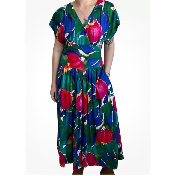 Vintage REO Originals Sz 14 Jam’s World Look Batwing Faux Wrap Waist Band Maxi - Picture 1 of 14